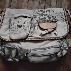 Hurley Cream and Gray Messenger Bag